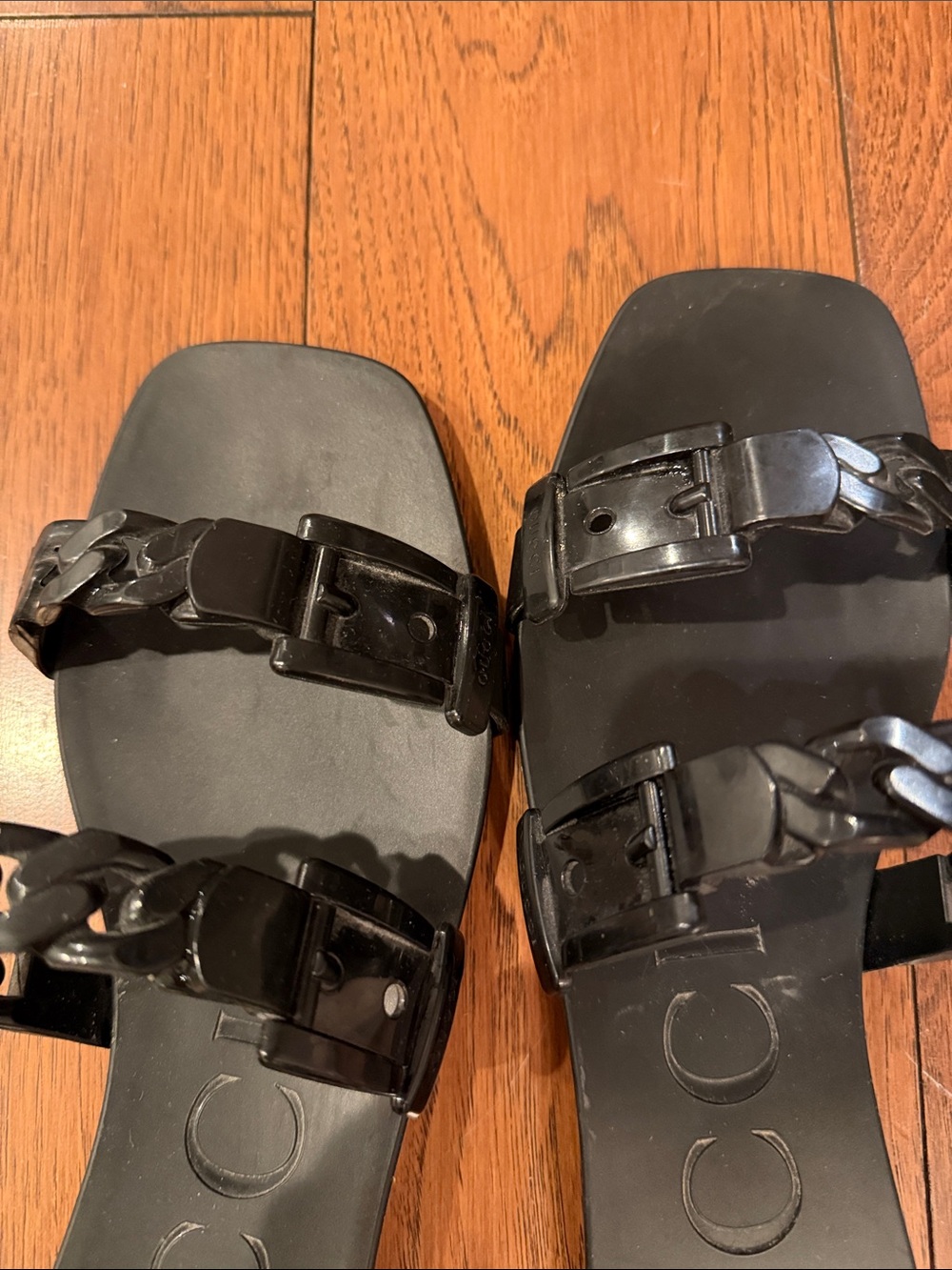 Authentic Gucci Black Chain Strap Slide Sandals - Picture 4 of 5